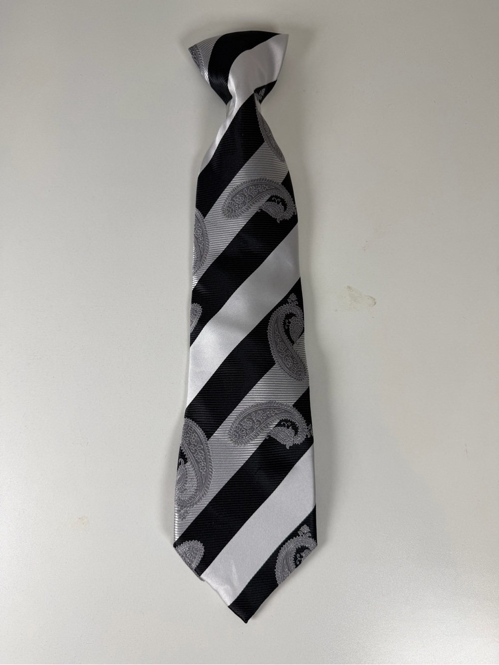 Karl Knox Mens Tie Black And Grey Hand Made 100% Microfiber